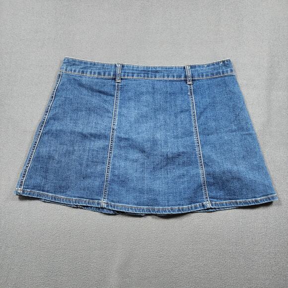 Altard State Womens Jean Skirt Large Blue Denim Snap Mini Festival Rockabilly - Picture 2 of 9